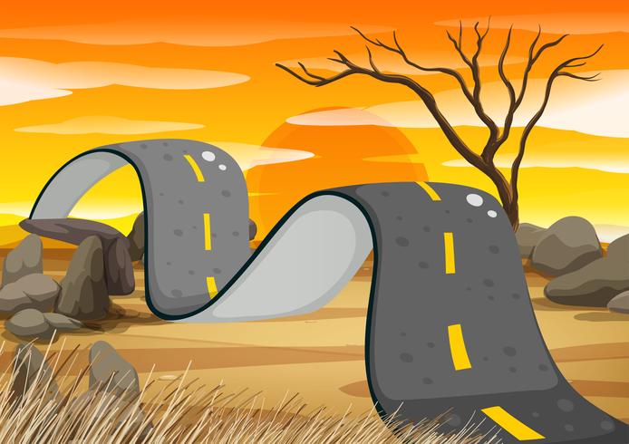 Bumpy road in the field vector