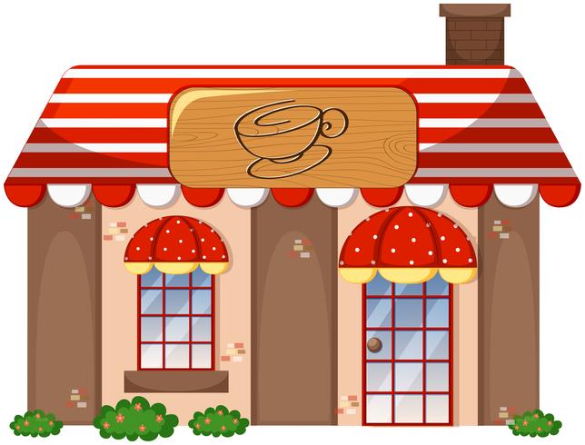 A coffee shop on white background vector