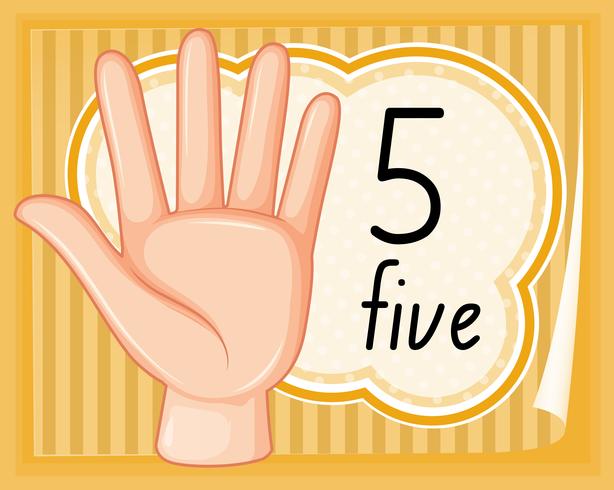 Number five hand gesture vector