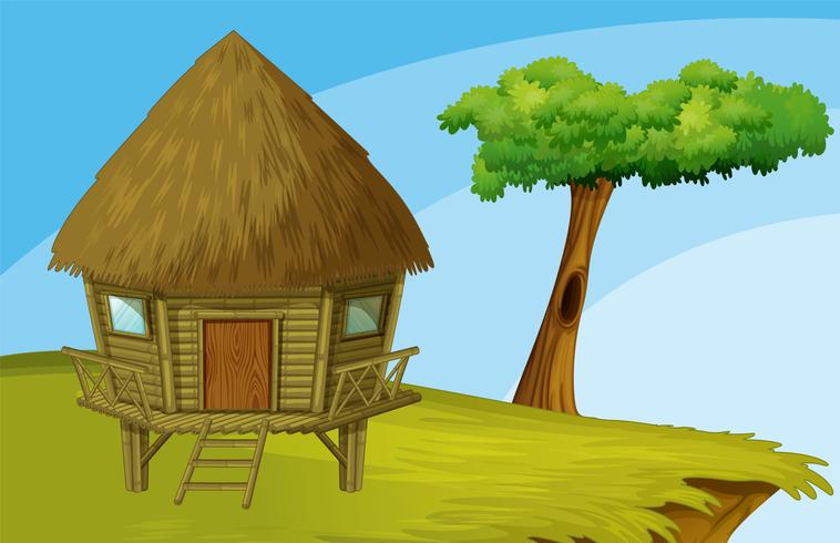 Hut on a cliff vector