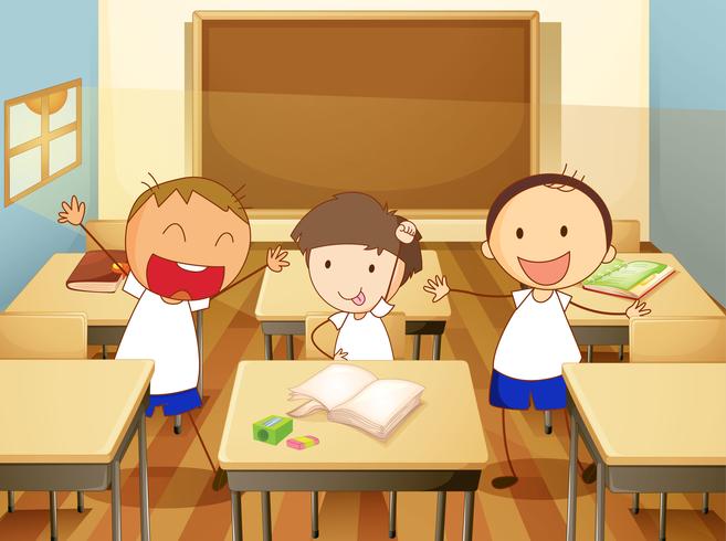 kids in classroom vector