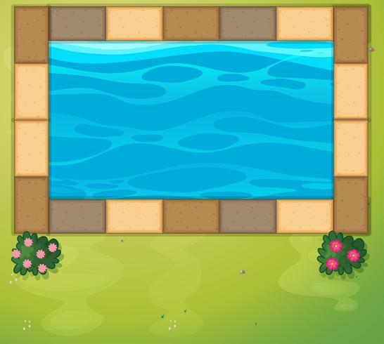 Top view of swimming pool in park vector