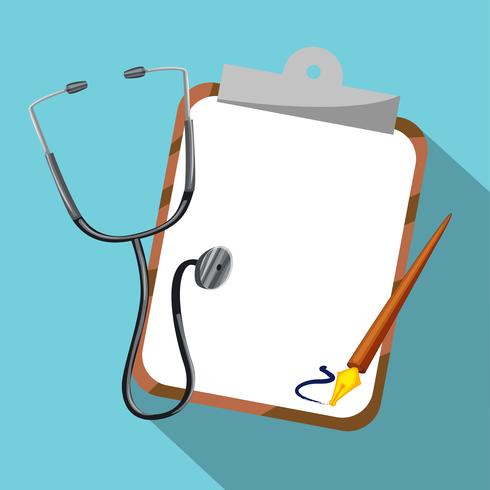 Stethoscope and board on blue background vector