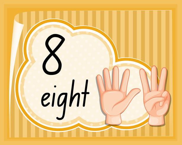Count eight with hand gesture vector