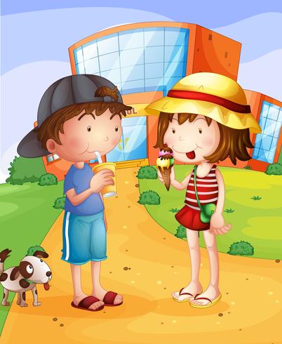 A boy and a girl having conversion vector