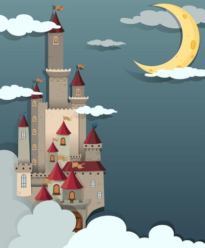 Castle scene at night time vector