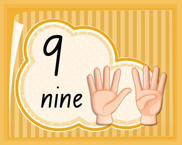 Number nine hand gesture vector