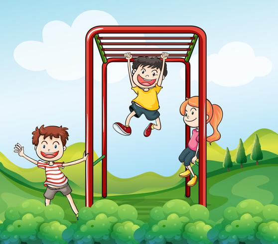 Tres niños jugando en el parque 361402 Vector en Vecteezy