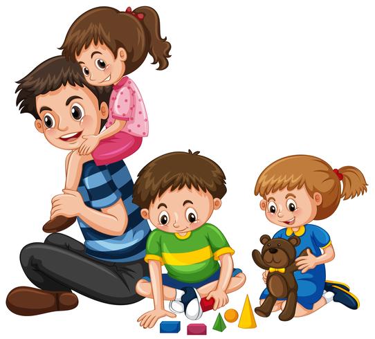 Family with father and three kids vector