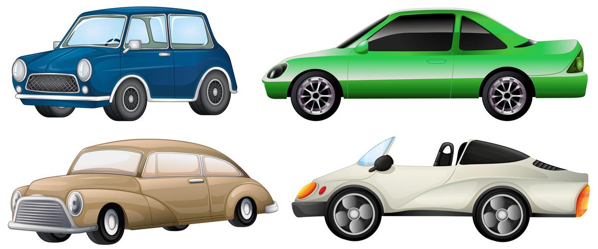 Four sets of luxury cars vector