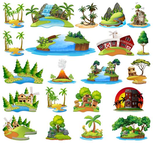 Set of nature lanscape vector