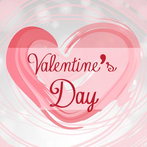 Velentine card template with pink heart vector