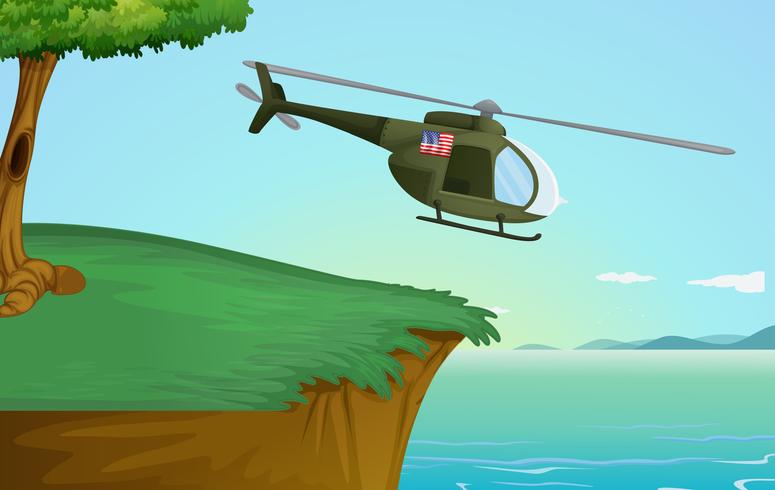 Army helicopter in nature vector