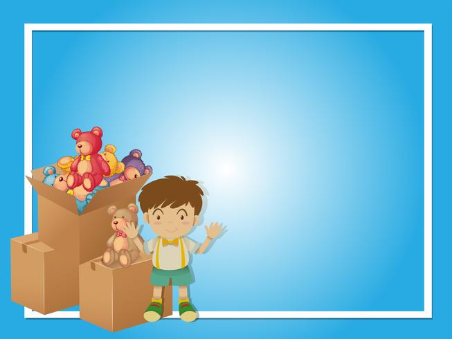 Border template with boy and toys vector