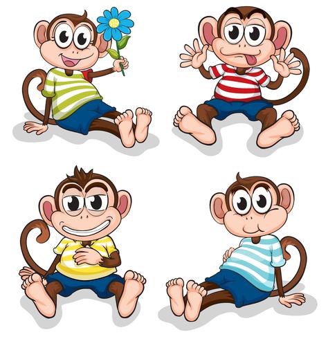 Monkeys with different facial expressions vector