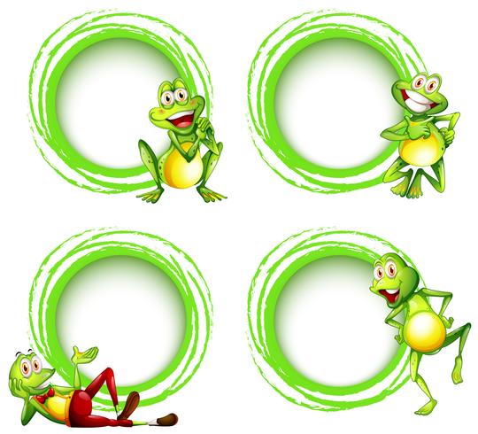 Four frame templates with happy frogs vector