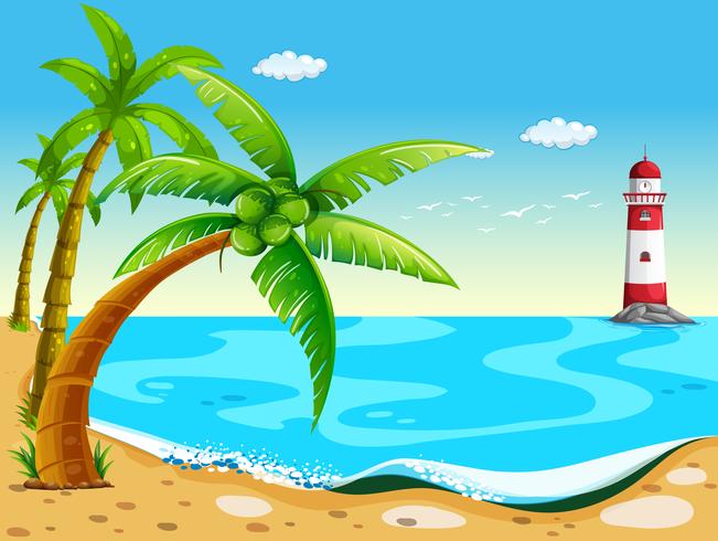 Coconut trees at the beach vector