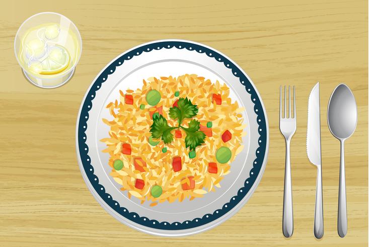 A rice in a dish vector