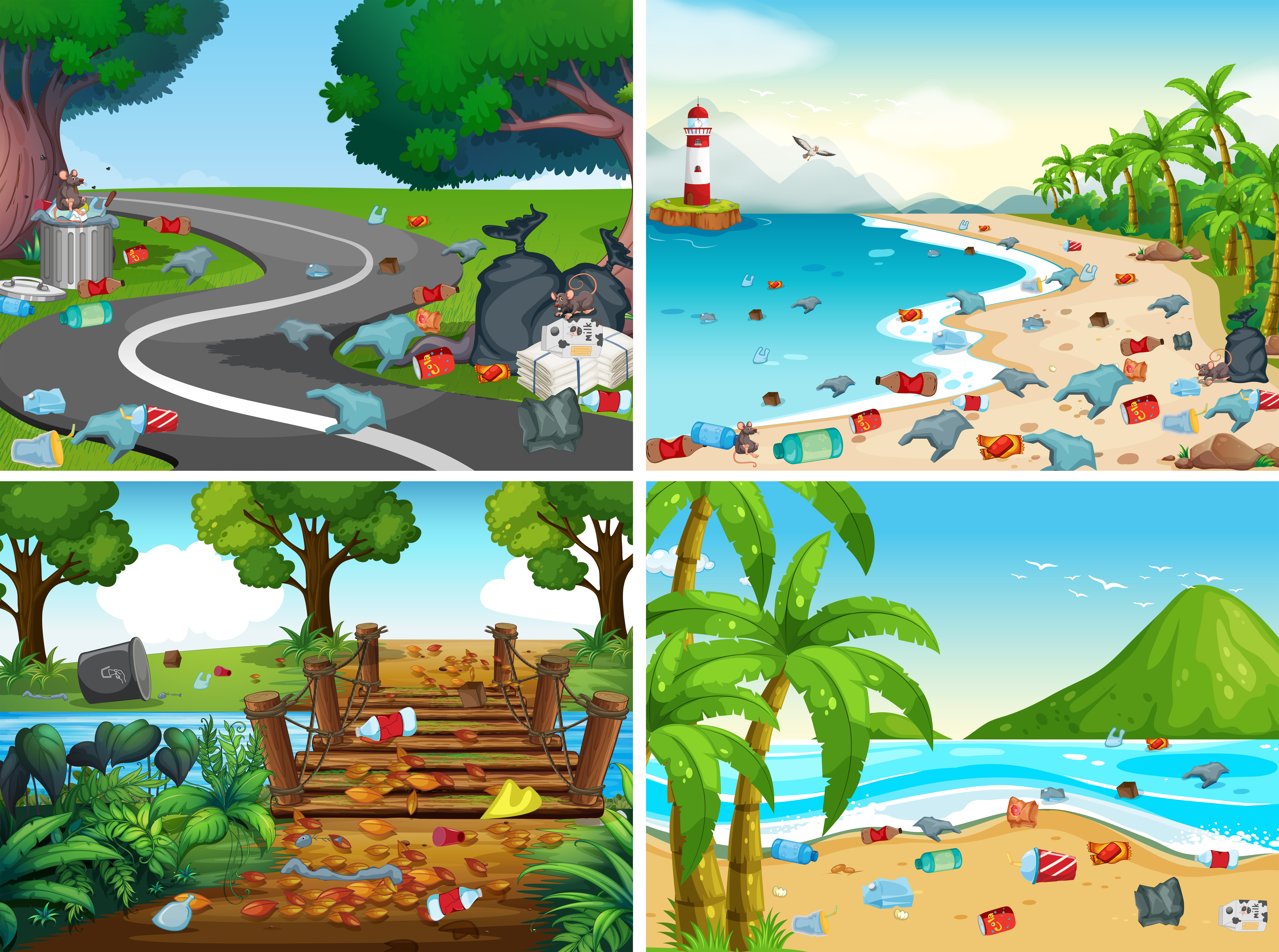 A Set of Environmental Pollution 361535 Vector Art at Vecteezy