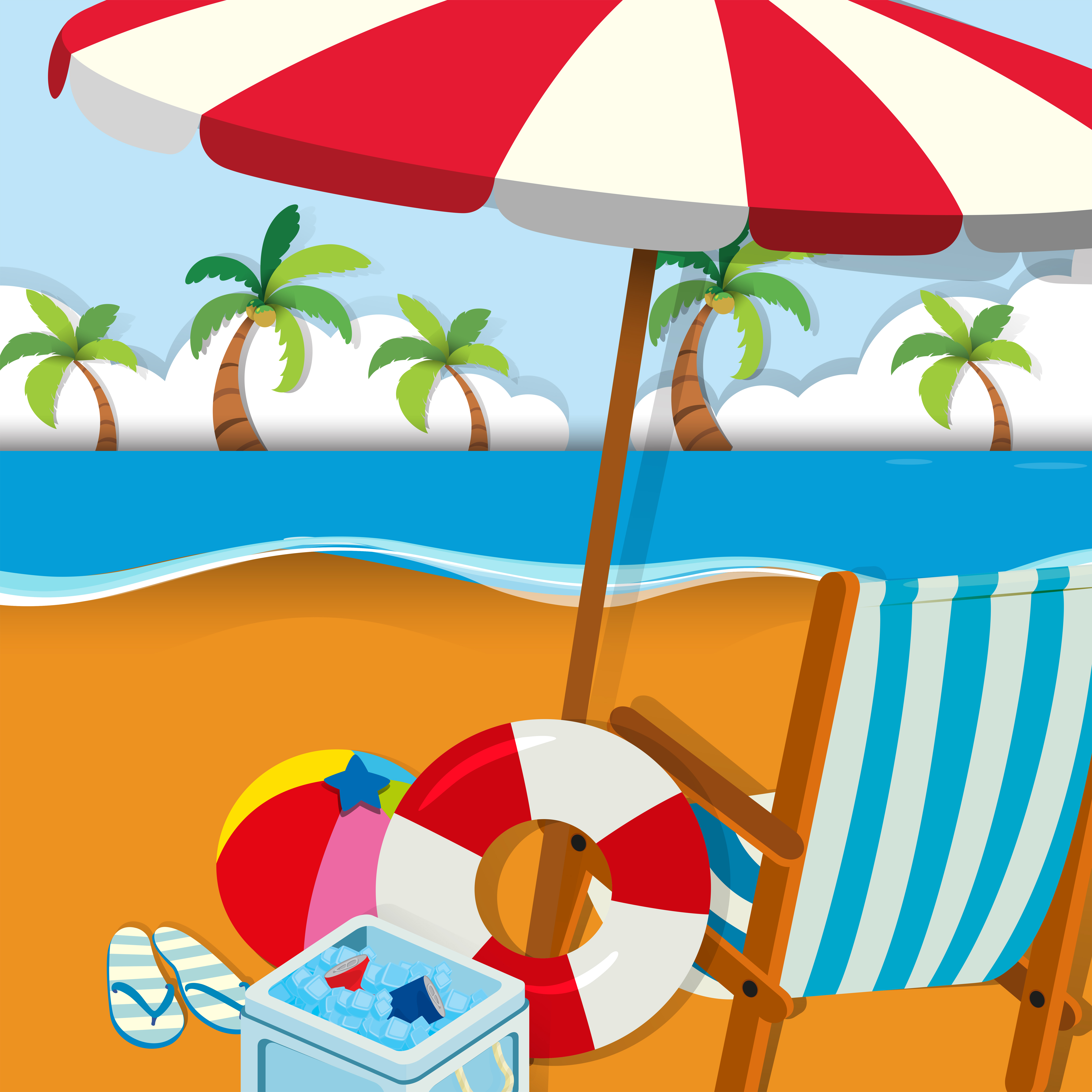 Chair And Umbrella On The Beach Download Free Vectors