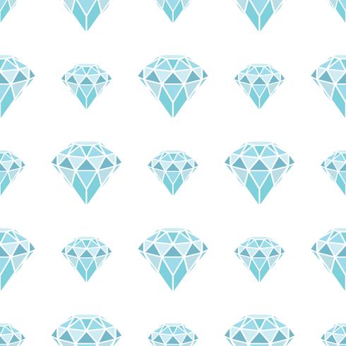 Modelo inconsútil de diamantes azules geométricos en el fondo blanco. Diseño de cristales de moda hipster. vector