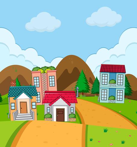 Casa rural de pueblo en plena naturaleza. vector