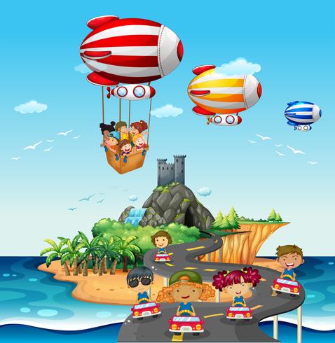 Road and balloons vector