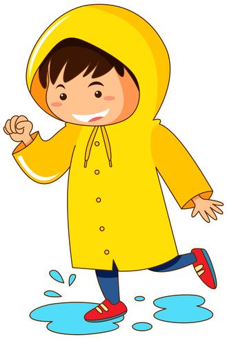 Boy in yellow raincoat vector