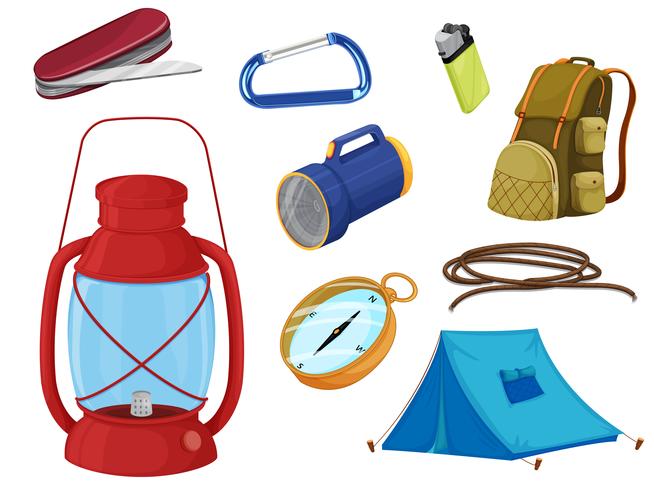 various objects of camping vector