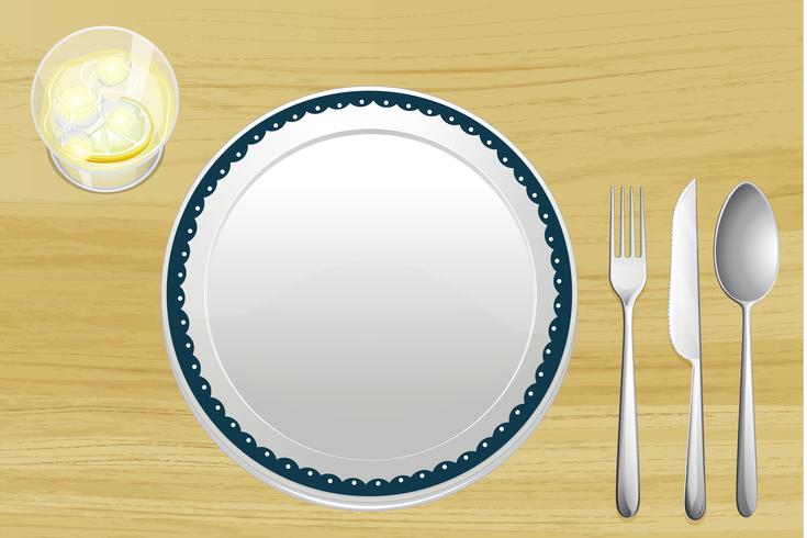 Empty plate and a bowl of lemonade vector