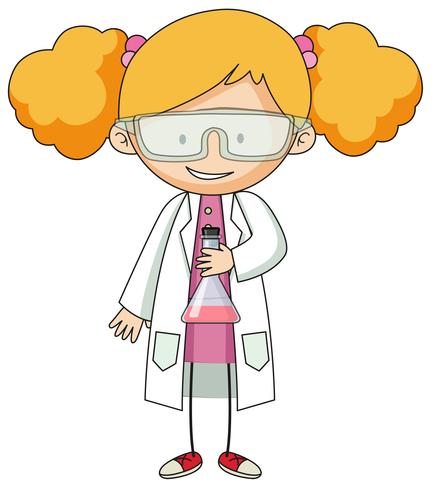 Chica en bata de laboratorio personaje vector