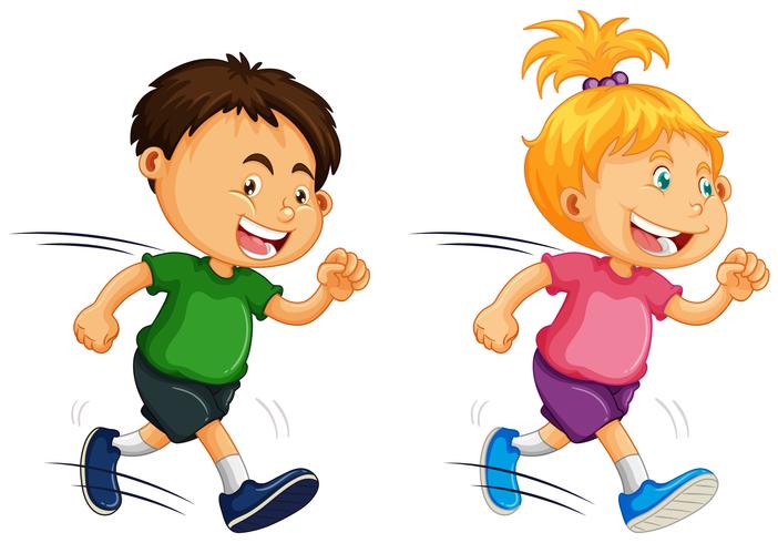 Kids Running on White Background vector