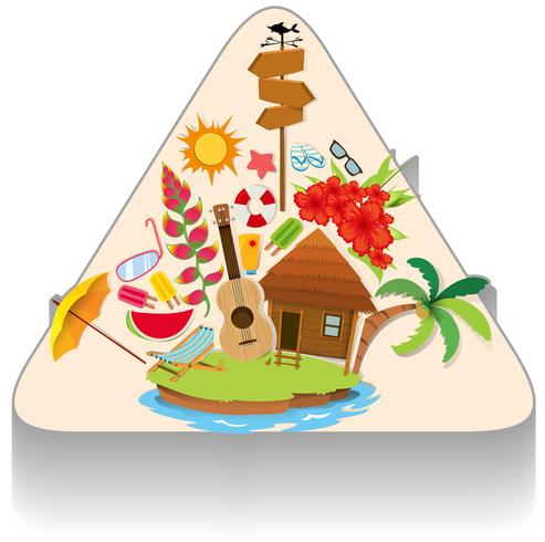 Summer theme with island and objects vector