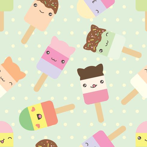  pattern of cute kawaii style ice cream bars  vector