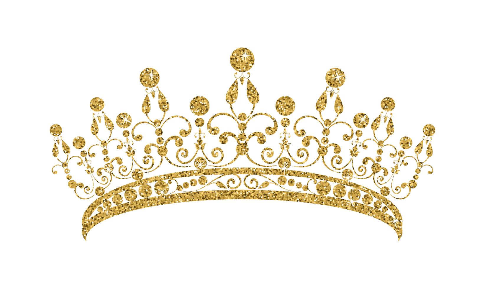 Glittering Diadem. Golden tiara isolated on white background. 361658