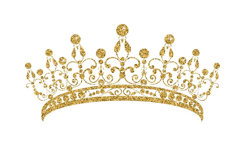 Glittering Diadem Golden tiara isolated on white 