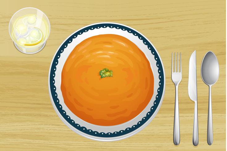 Una sopa de naranja en un plato vector