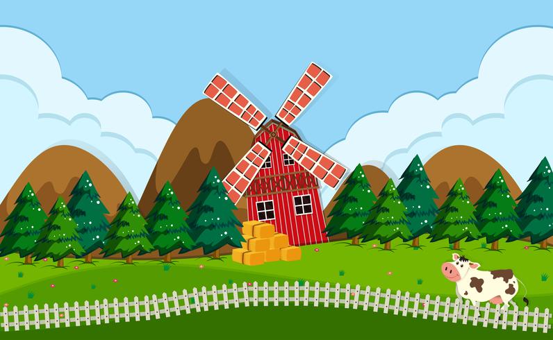 Un hermoso paisaje de granja vector