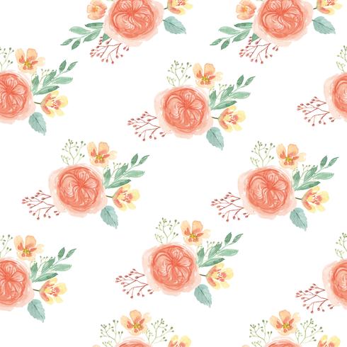 Seamless pattern floral lush watercolour style vintage textile, flowers aquarelle isolated on white background. Design flowers decor for card, save the date, wedding invitation cards, poster, banner design. vector