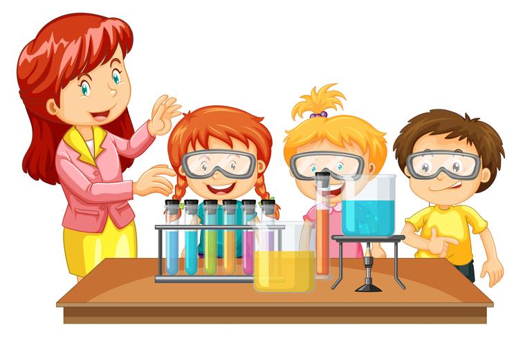 Experimento de profesores y alumnos. vector