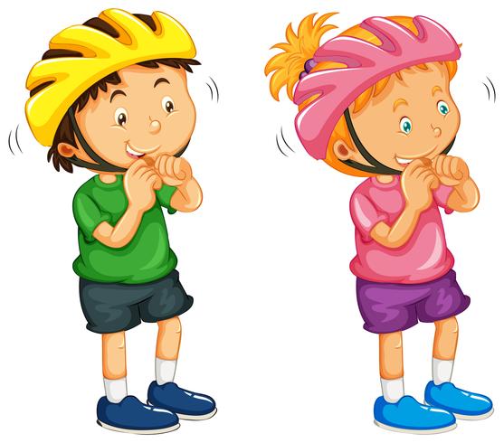 Boy and girl wearing helmet vector