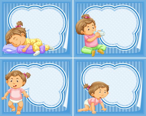 Frame template with toddler girl vector