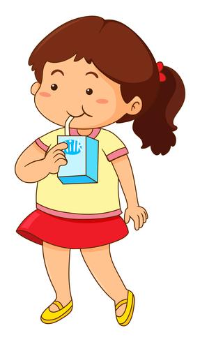 Niña bebiendo leche vector