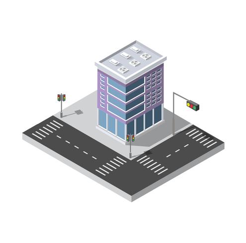 City isometric concept of urban infrastructure business vector
