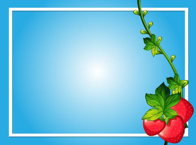 Border template with red strawberries vector