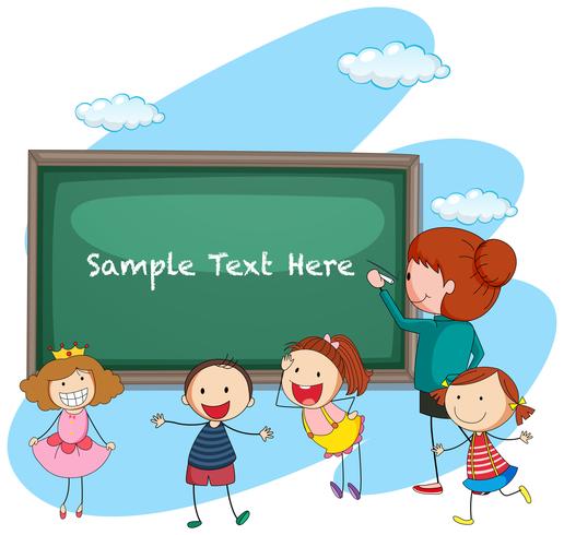 Frame template with teacher and students vector