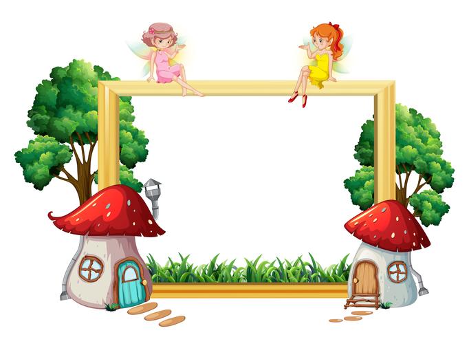 Fairy girl on wooden frame vector