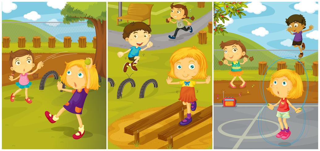 Children playing in the park vector
