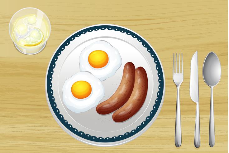 Sausages and eggs vector