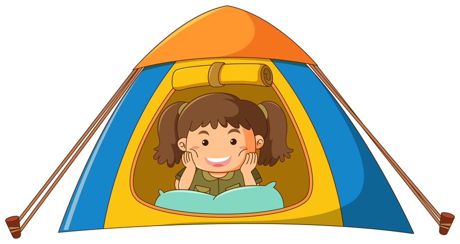 Little girl in tent vector